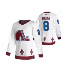 Men's Colorado Avalanche #8 Cale Makar White 2020-21 Reverse Retro Alternate Hockey Jersey