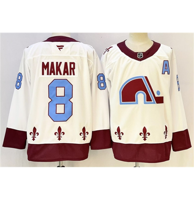 Men's Colorado Avalanche #8 Cale Makar White 2024-25 With A Stitched Jersey