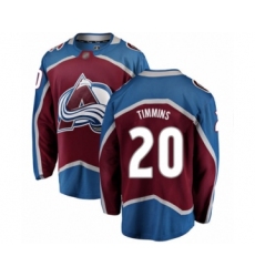 Youth Colorado Avalanche #20 Conor Timmins Authentic Maroon Home Fanatics Branded Breakaway Hockey Jersey