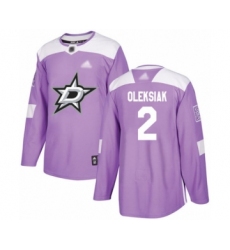 Men's Dallas Stars #2 Jamie Oleksiak Authentic Purple Fights Cancer Practice Hockey Jersey