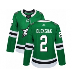 Women's Dallas Stars #2 Jamie Oleksiak Authentic Green Home Hockey Jersey