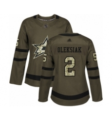 Women's Dallas Stars #2 Jamie Oleksiak Authentic Green Salute to Service Hockey Jersey