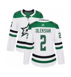 Women's Dallas Stars #2 Jamie Oleksiak Authentic White Away Hockey Jersey