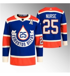 Men's Edmonton Oilers #25 Darnell Nurse 2023 Royal Heritage Classic Primegreen Stitched Jersey