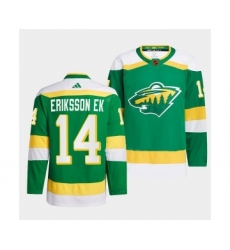 Men's Minnesota Wild #14 Joel Eriksson Ek Green 2022-23 Reverse Retro Stitched Jersey