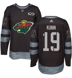 Men's Adidas Minnesota Wild #19 Luke Kunin Premier Black 1917-2017 100th Anniversary NHL Jersey