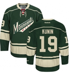 Men's Reebok Minnesota Wild #19 Luke Kunin Authentic Green Third NHL Jersey