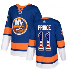 Men's Adidas New York Islanders #11 Shane Prince Authentic Royal Blue USA Flag Fashion NHL Jersey