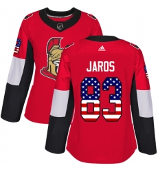 Women's Adidas Ottawa Senators #83 Christian Jaros Authentic Red USA Flag Fashion NHL Jersey