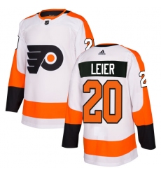 Men's Adidas Philadelphia Flyers #20 Taylor Leier Authentic White Away NHL Jersey