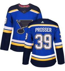 Women's Adidas St. Louis Blues #39 Nate Prosser Premier Royal Blue Home NHL Jersey