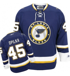Men's Reebok St. Louis Blues #45 Luke Opilka Premier Navy Blue Third NHL Jersey