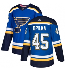 Youth Adidas St. Louis Blues #45 Luke Opilka Authentic Royal Blue Home NHL Jersey
