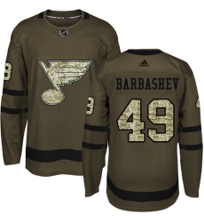 Men's Adidas St. Louis Blues #49 Ivan Barbashev Authentic Green Salute to Service NHL Jersey