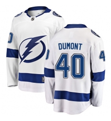 Men's Tampa Bay Lightning #40 Gabriel Dumont Fanatics Branded White Away Breakaway NHL Jersey