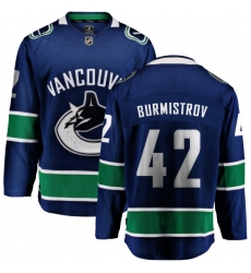 Men's Vancouver Canucks #42 Alex Burmistrov Fanatics Branded Blue Home Breakaway NHL Jersey