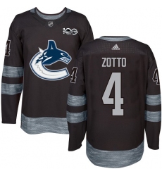 Men's Adidas Vancouver Canucks #4 Michael Del Zotto Authentic Black 1917-2017 100th Anniversary NHL Jersey