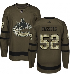 Youth Adidas Vancouver Canucks #52 Cole Cassels Premier Green Salute to Service NHL Jersey