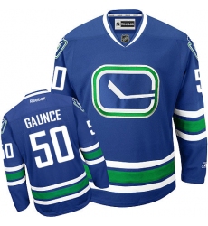 Men's Reebok Vancouver Canucks #50 Brendan Gaunce Authentic Royal Blue Third NHL Jersey