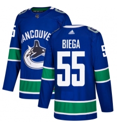 Men's Adidas Vancouver Canucks #55 Alex Biega Authentic Blue Home NHL Jersey