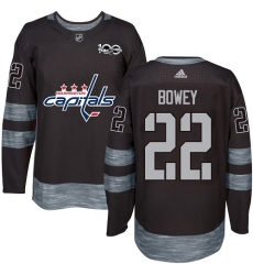 Men's Adidas Washington Capitals #22 Madison Bowey Authentic Black 1917-2017 100th Anniversary NHL Jersey