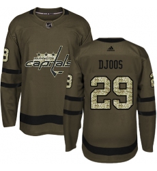 Men's Adidas Washington Capitals #29 Christian Djoos Premier Green Salute to Service NHL Jersey