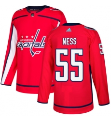 Men's Adidas Washington Capitals #55 Aaron Ness Authentic Red Home NHL Jersey