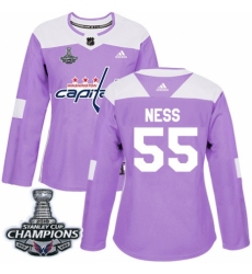 Women's Adidas Washington Capitals #55 Aaron Ness Authentic Purple Fights Cancer Practice 2018 Stanley Cup Final Champions NHL Jersey
