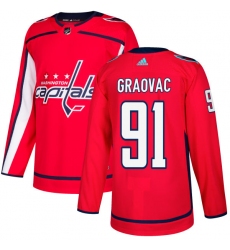 Men's Adidas Washington Capitals #91 Tyler Graovac Premier Red Home NHL Jersey