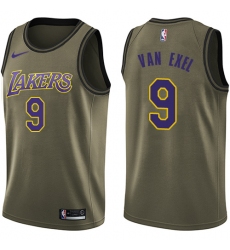 Men's Nike Los Angeles Lakers #9 Nick Van Exel Swingman Green Salute to Service NBA Jersey