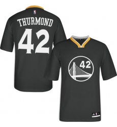 Men's Adidas Golden State Warriors #42 Nate Thurmond Authentic Black Alternate NBA Jersey