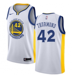 Men's Nike Golden State Warriors #42 Nate Thurmond Authentic White Home NBA Jersey - Association Edition