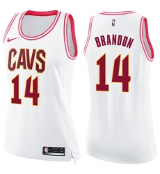 Women's Nike Cleveland Cavaliers #14 Terrell Brandon Swingman White/Pink Fashion NBA Jersey