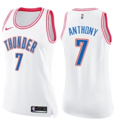 Women's Nike Oklahoma City Thunder #7 Carmelo Anthony Swingman White/Pink Fashion NBA Jersey