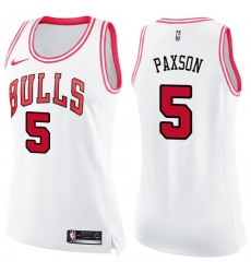 Women's Nike Chicago Bulls #5 John Paxson Swingman White/Pink Fashion NBA Jersey