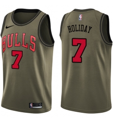 Men's Nike Chicago Bulls #7 Justin Holiday Swingman Green Salute to Service NBA Jersey