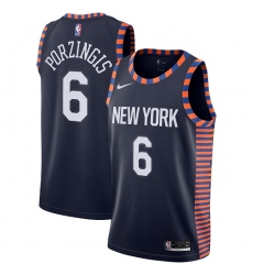 Men's Nike New York Knicks #6 Kristaps Porzingis Swingman Navy Blue NBA Jersey - 2018 19 City Edition