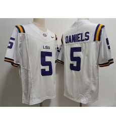 Men's LSU Tigers #5 Jayden Daniels White Stitched Jersey