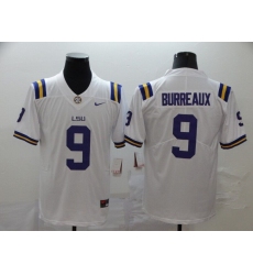 Men's LSU Tigers #9 Burreaux White College Football Jersey