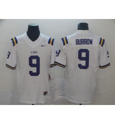 Men's LSU Tigers #9 Burrow White College Football Jersey