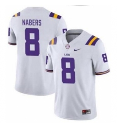 Men's LSU Tigers Malik Nabers #8 White Stitched NCAA Jersey