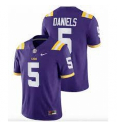 Men's LSU tigers Jayden Daniels #5 Purple Limited Stitched jersey