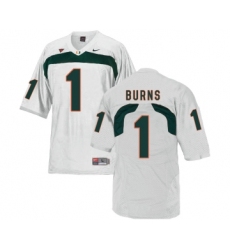 Miami Hurricanes 1 Artie Burns White College Football Jersey