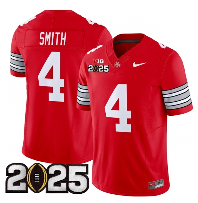 Men's Ohio State Buckeyes #4 Jeremiah Smith Red 2025 CFP Final F.U.S.E. Vapor Limited Stitched Football Jersey