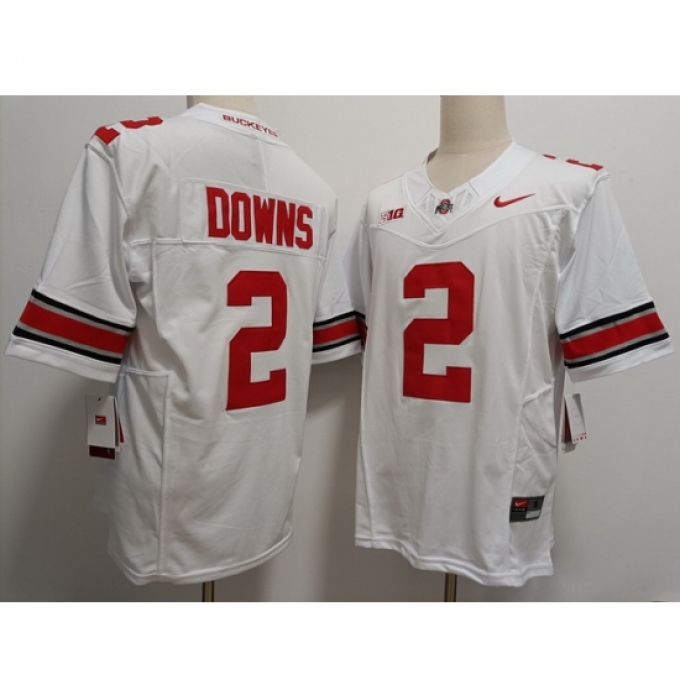 Men's Ohio State Buckeyes Caleb Downs #2 White Vapor Limited Stitched NCAA Football Jersey