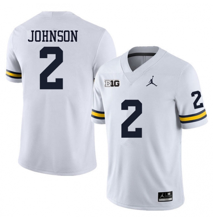 Men's Michigan Wolverines #2 Will Johnson White Stitched Jersey