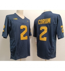 Men's Michigan Wolverines Blake Corum #2 Navy High School F U S E Stitched Game Jersey