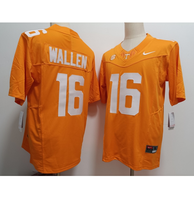 Men's Tennessee Volunteers #16 Morgan Wallen Yellow FUSE College Stitched Jersey