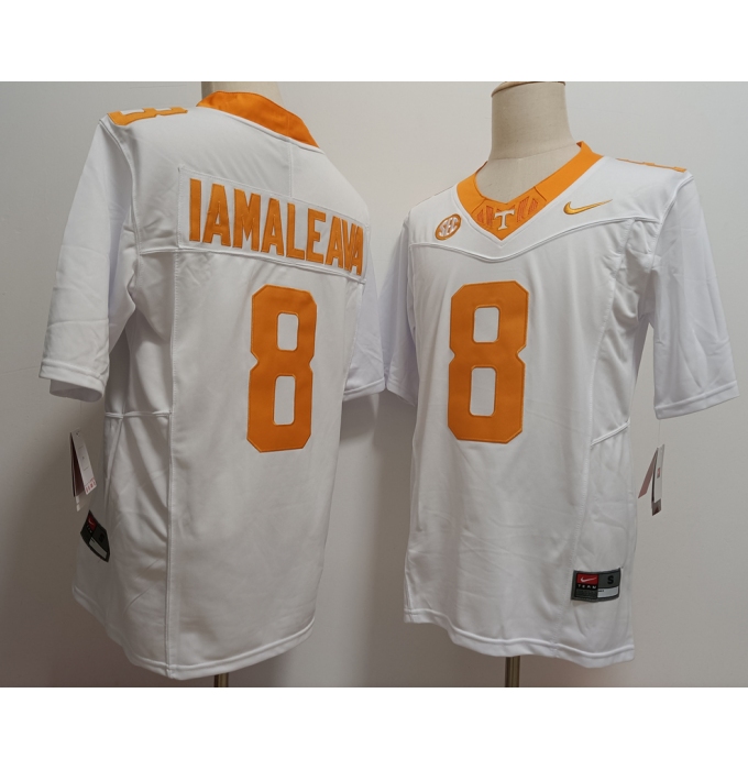 Men's Tennessee Volunteers #8 Nico Iamaleava White FUSE College Stitched Jersey