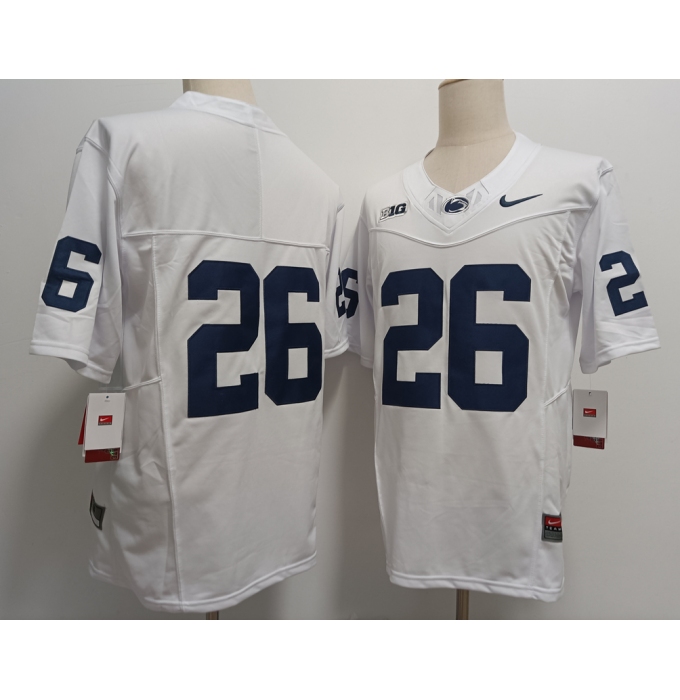 Men's Penn State Nittany Lions #26 Saquon Barkley Without Name White FUSE College Football Jersey